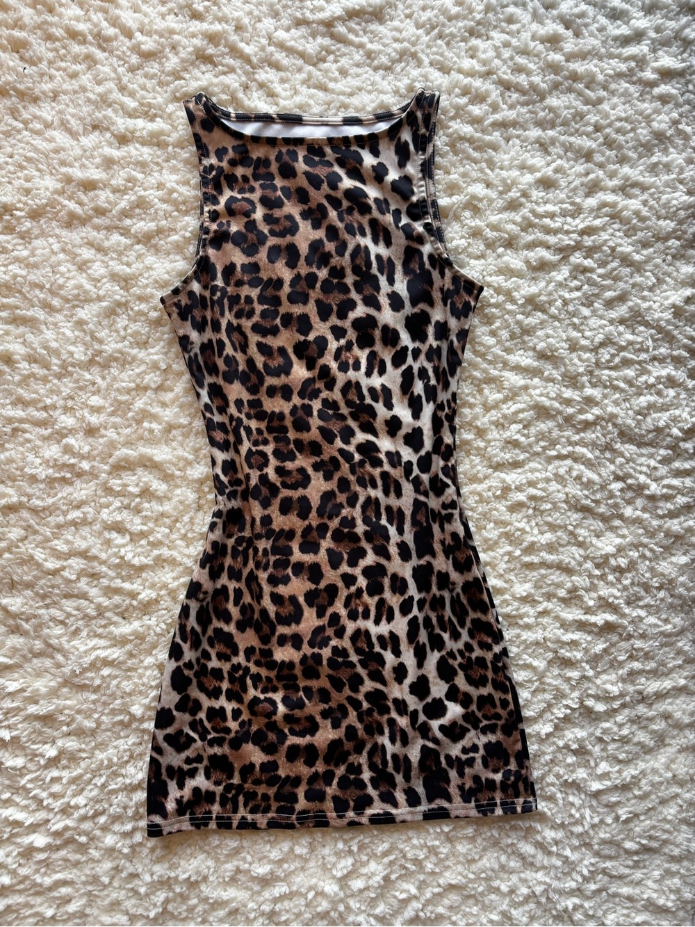 Sleeveless Leopard Print Bodycon Dress - Brown/Black